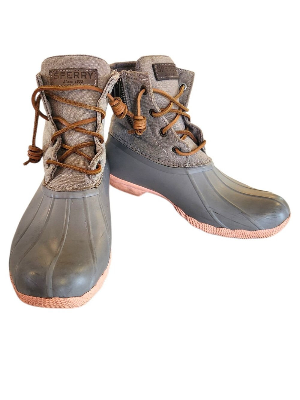 Sperry Gray Saltwater Pop Outsole Duck Boots - Women's Shoes Size 7